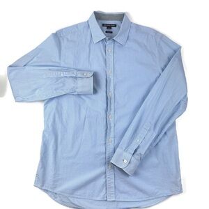 Michael Kors Mens Dress Shirt Blue Gingham Large